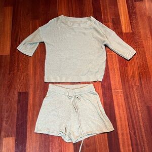 Green Off the Shoulder Top and Shorts Set